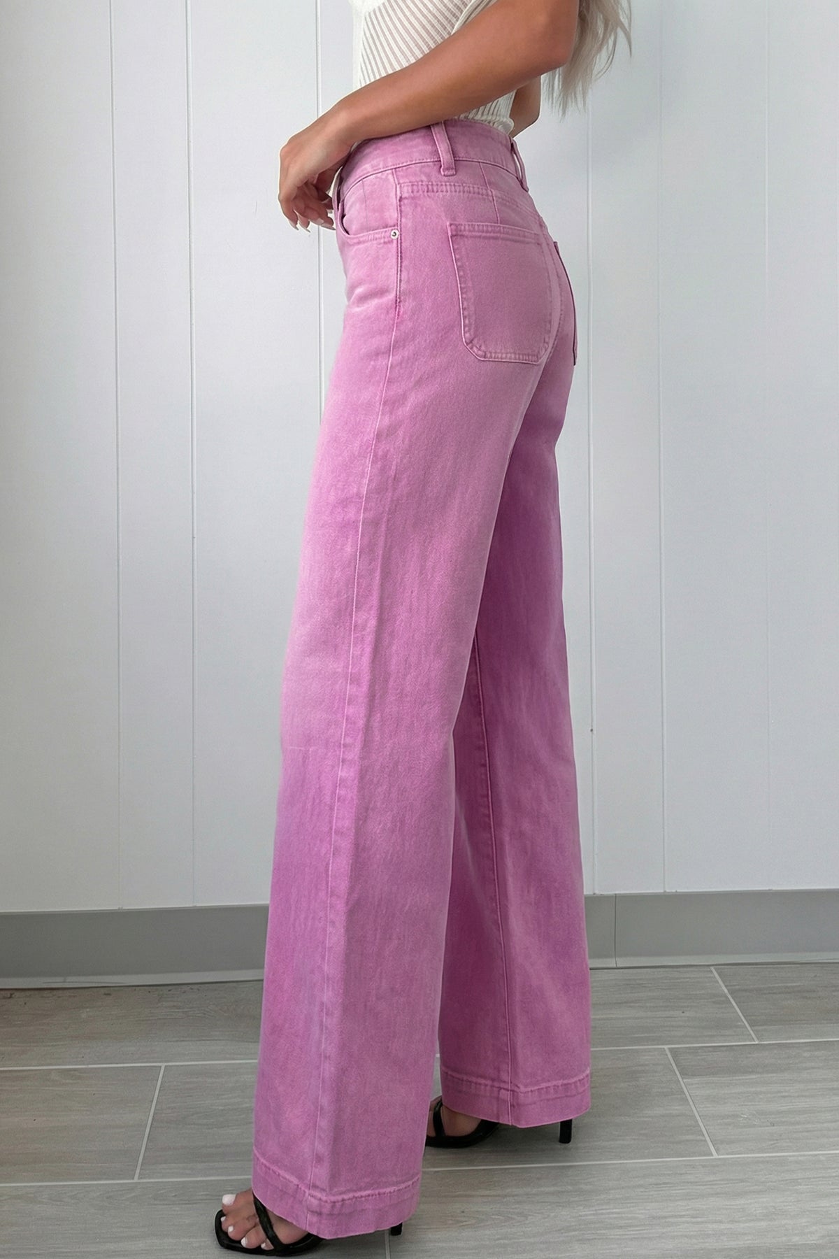 Black 2-Button High Waist Flare Jeans