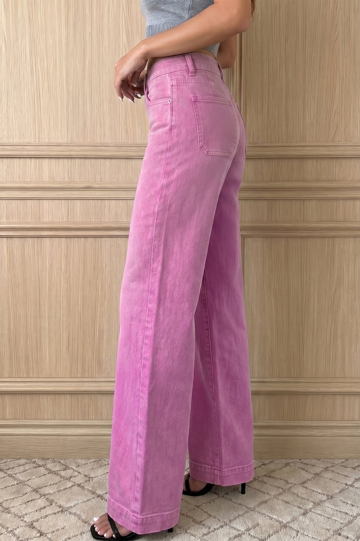 Black 2-Button High Waist Flare Jeans