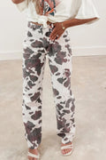 Brown Cow Print Multi-Pocket High Rise Jeans