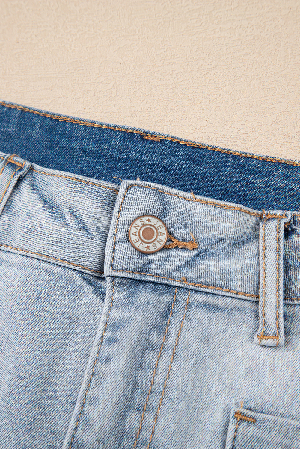 Light Wash High Rise Distressed Denim Shorts