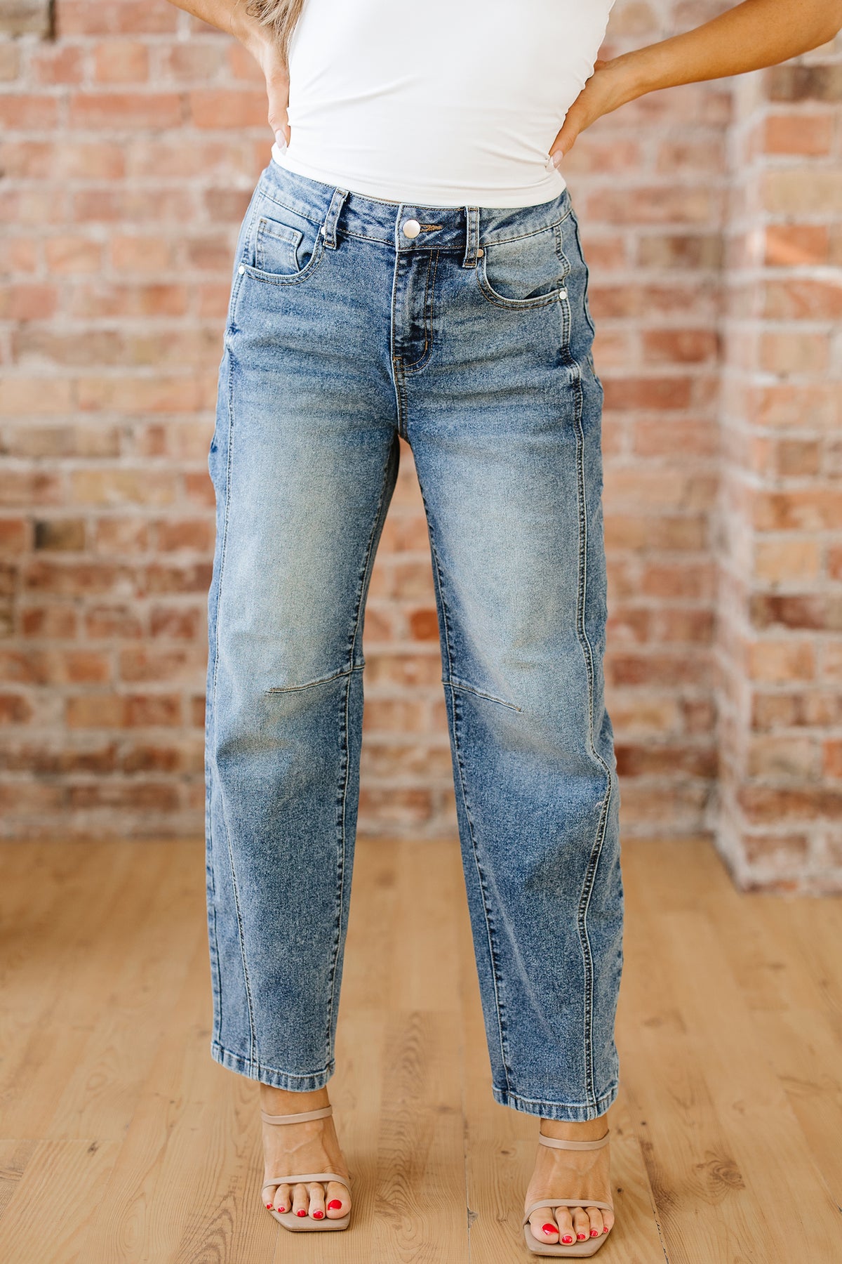 Vintage Washed Seam Detail Straight Leg Jeans