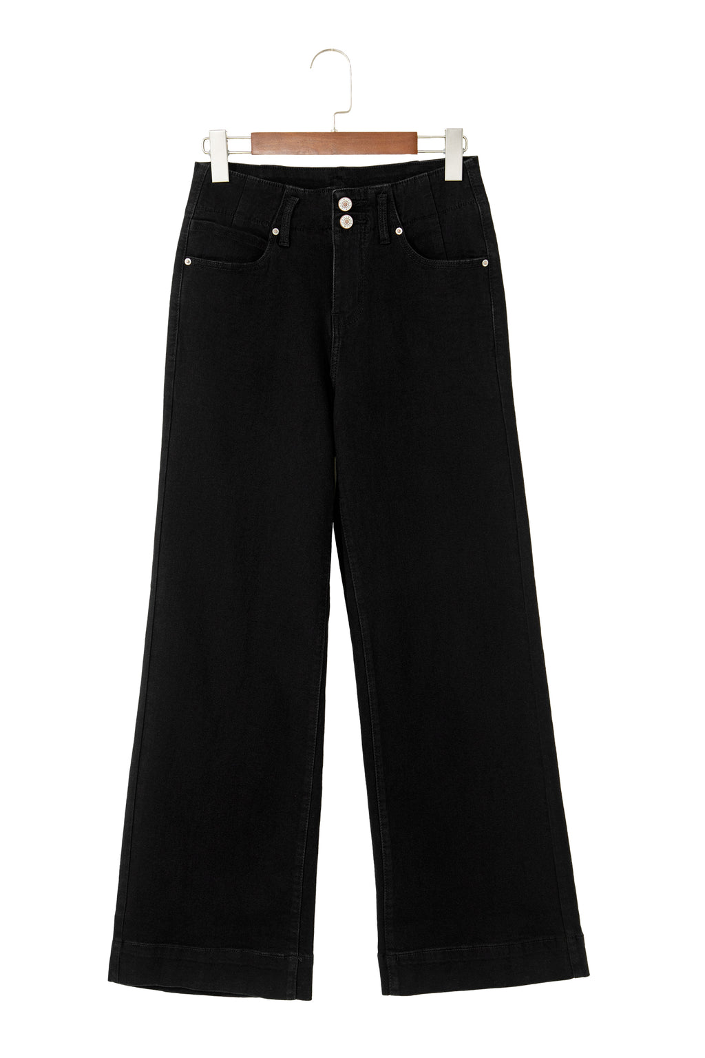 Black 2-Button High Waist Flare Jeans