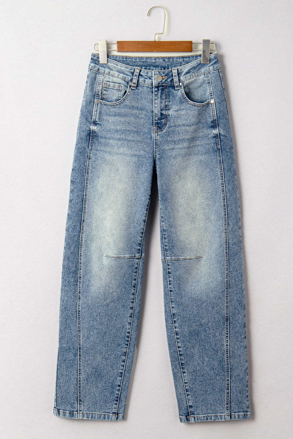 Vintage Washed Seam Detail Straight Leg Jeans
