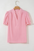 Lucy Stripe Puff Sleeve Blouse-0