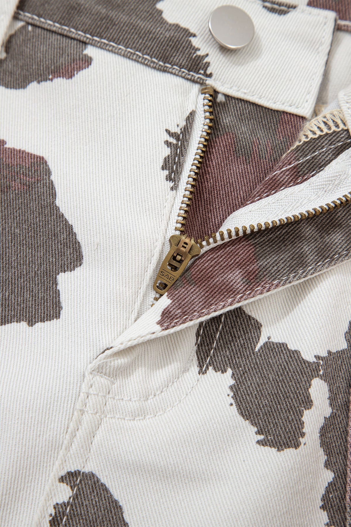 Brown Cow Print Multi-Pocket High Rise Jeans