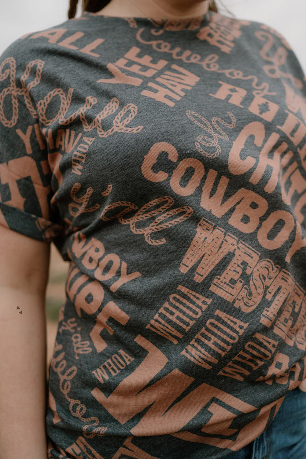 Dark Grey "Howdy Cowboy" Western Graphic Tee