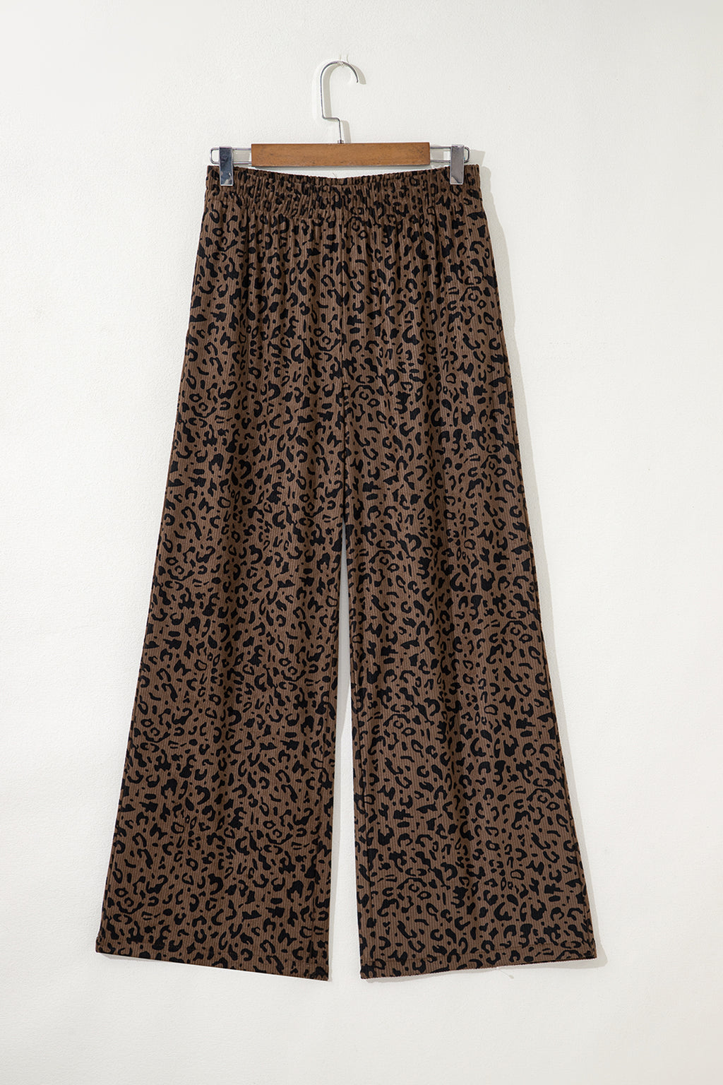 Dark Brown Leopard Print High Waist Loose Corduroy Pants