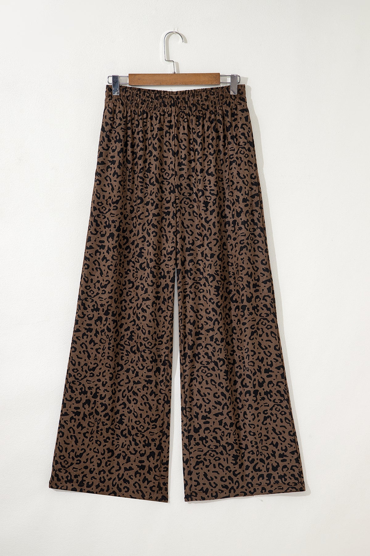 Dark Brown Leopard Print High Waist Loose Corduroy Pants