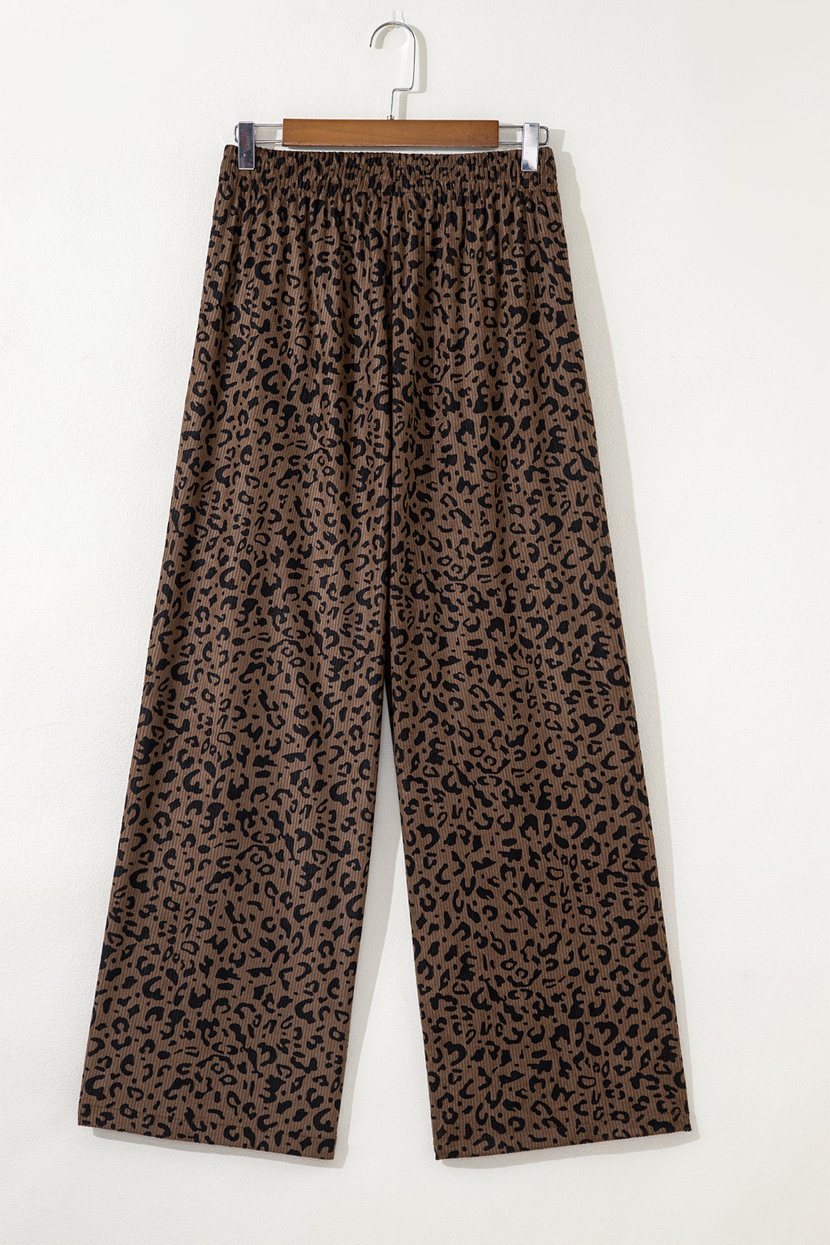 Dark Brown Leopard Print High Waist Loose Corduroy Pants