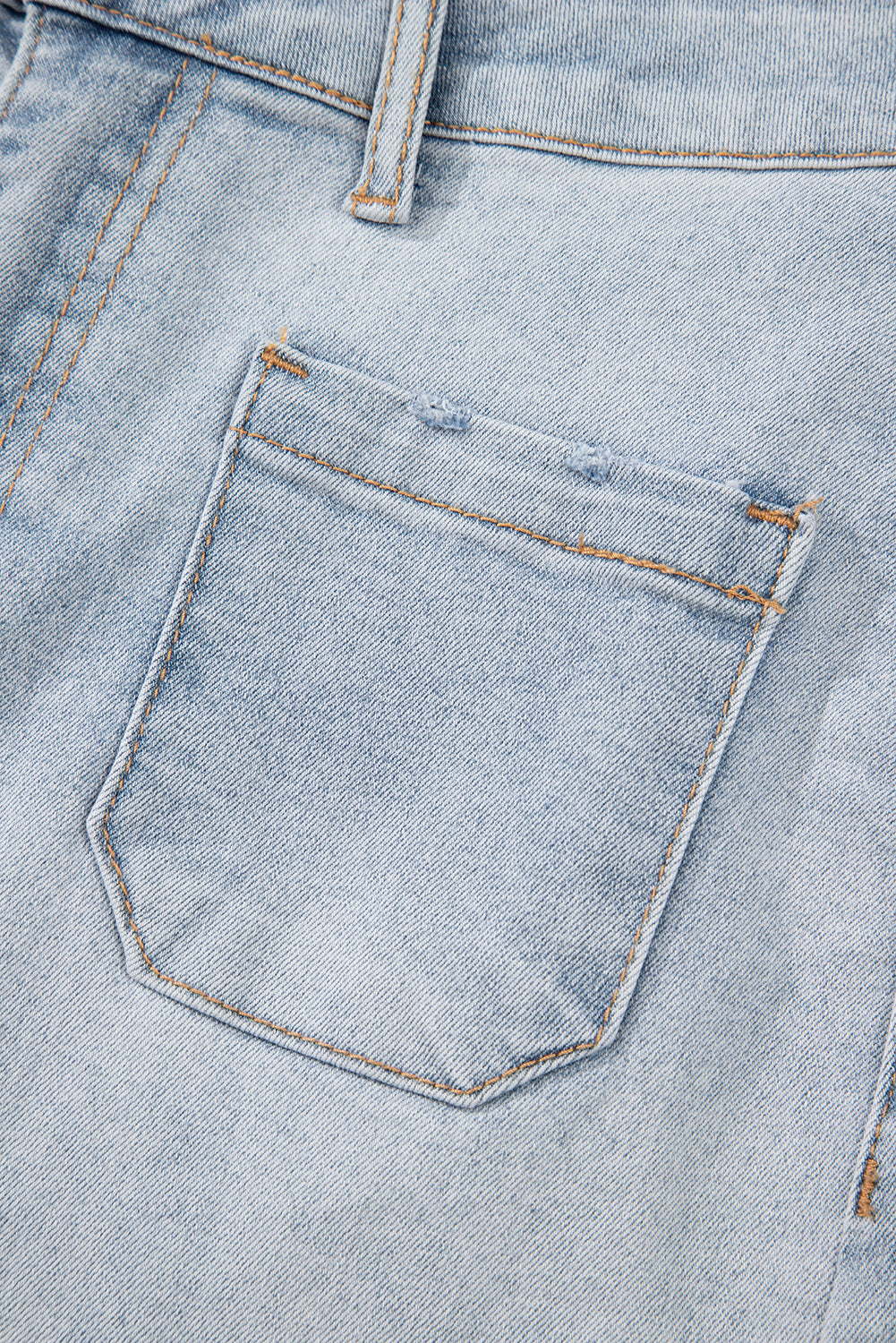 Light Wash High Rise Distressed Denim Shorts