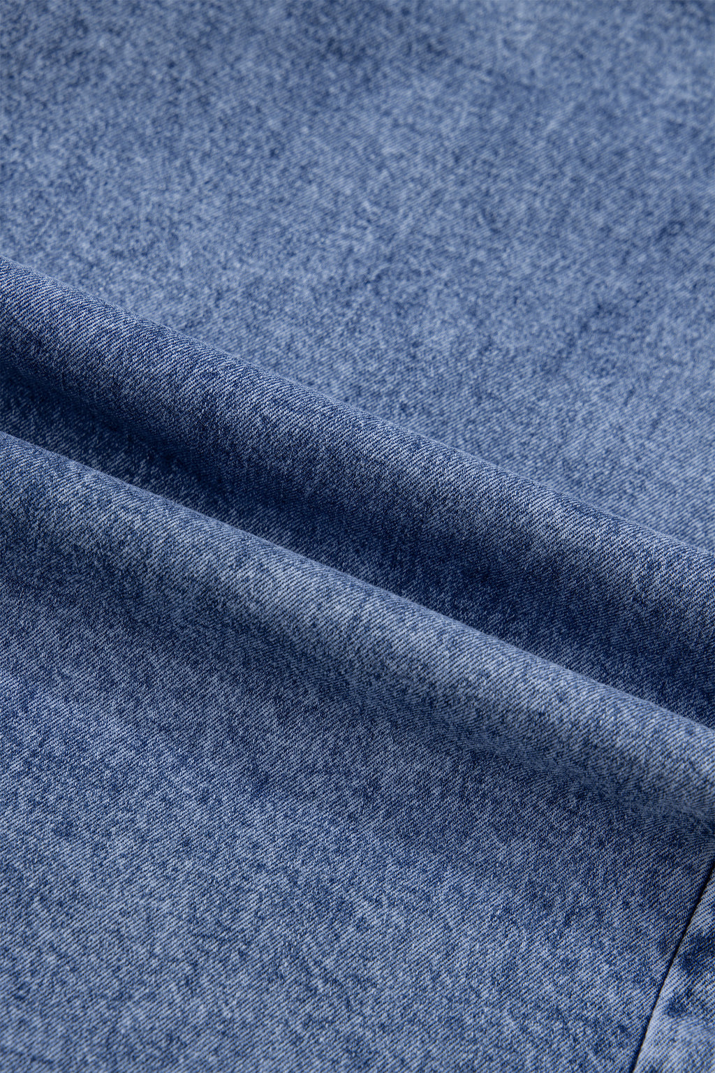 Vintage Wash Denim Ruffle Detail Button Down Shirt