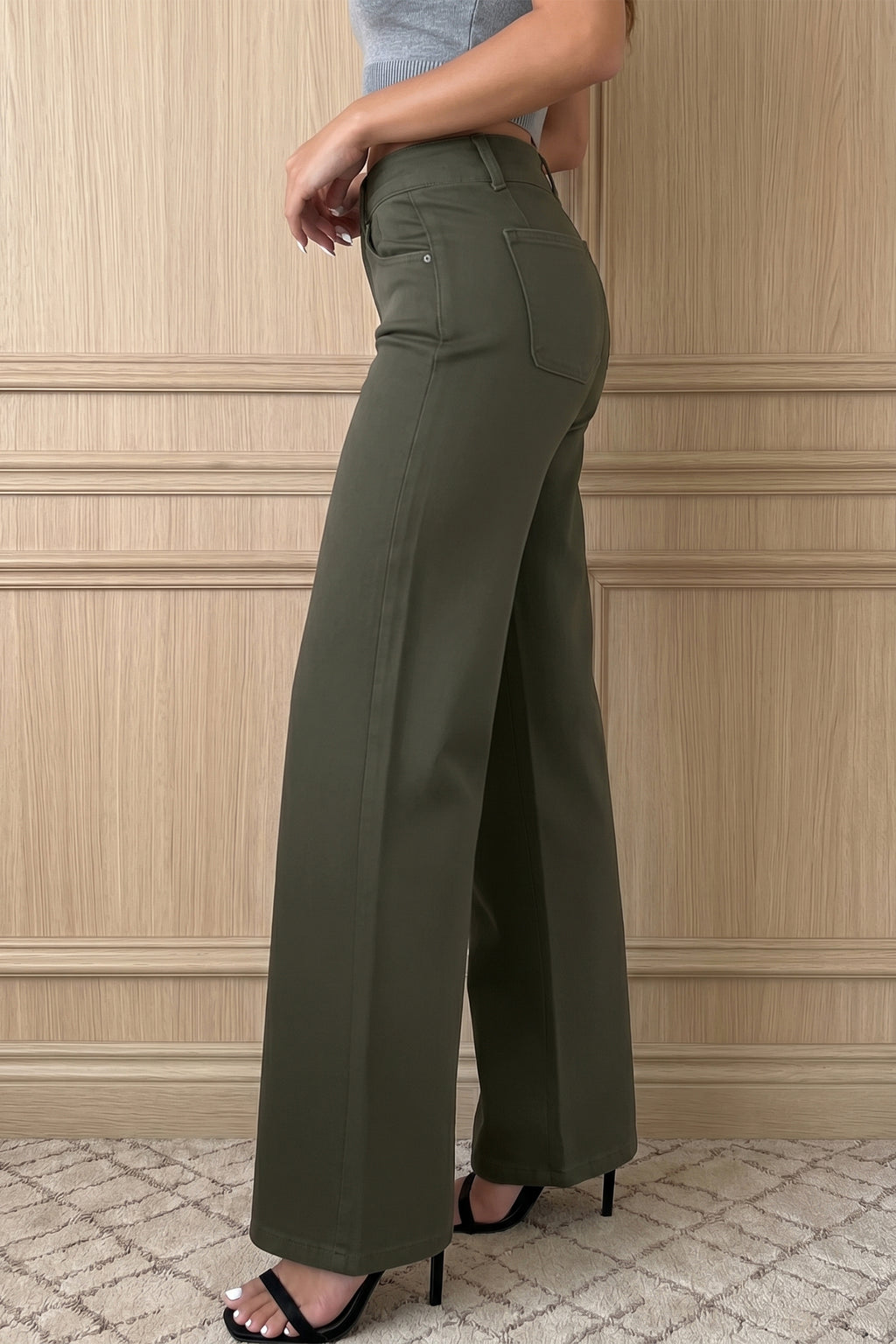 Black 2-Button High Waist Flare Jeans