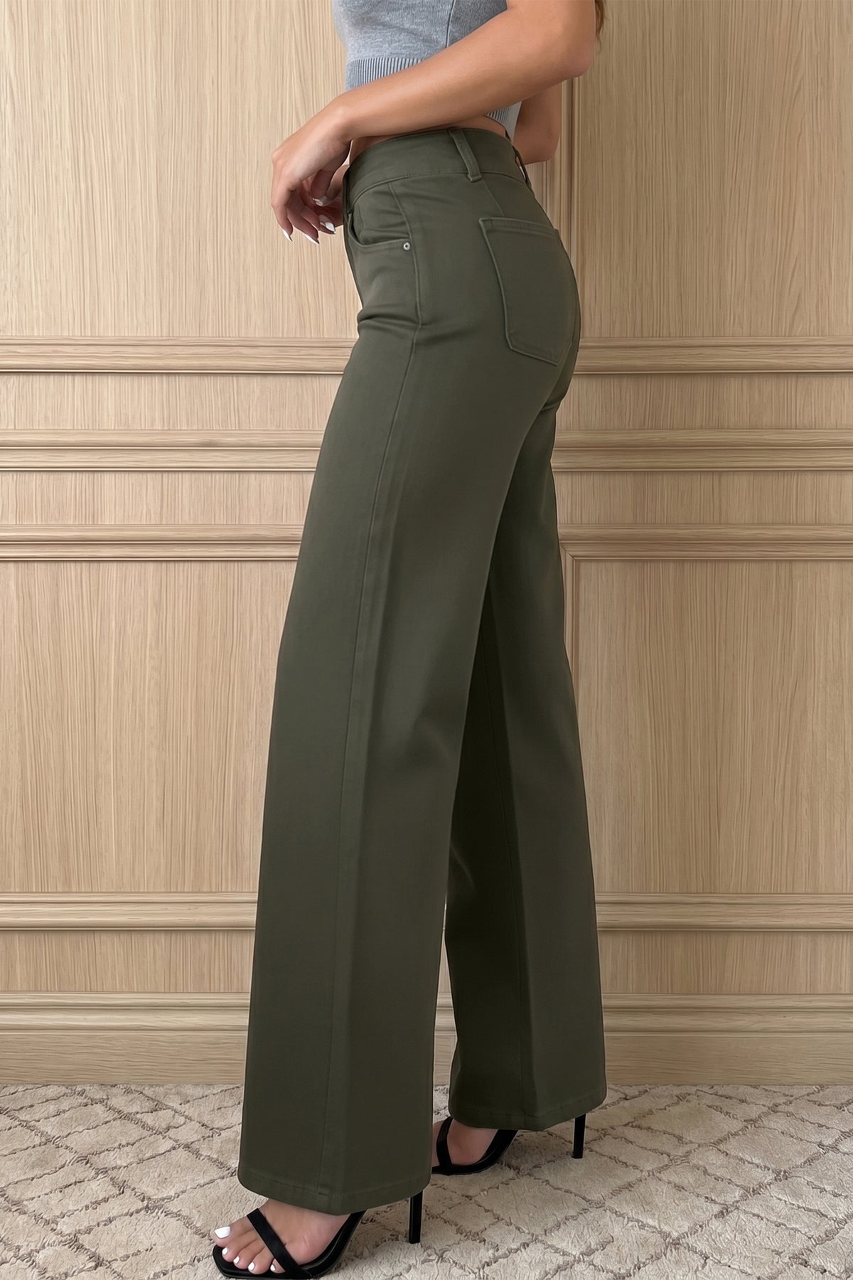 Black 2-Button High Waist Flare Jeans