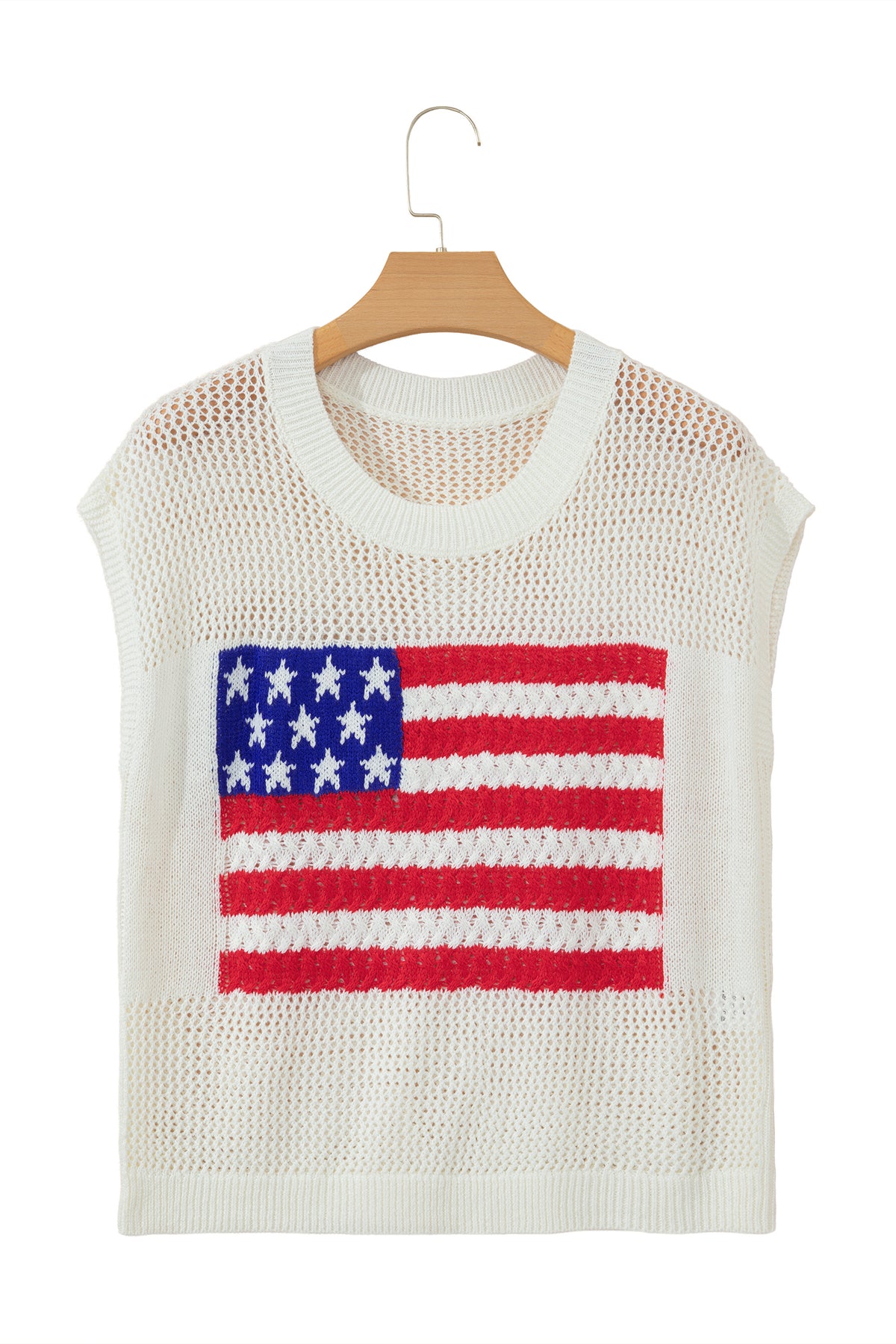 Sky Blue Flag Graphic Short Sleeve Sweater Top