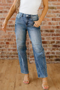 Vintage Washed Seam Detail Straight Leg Jeans
