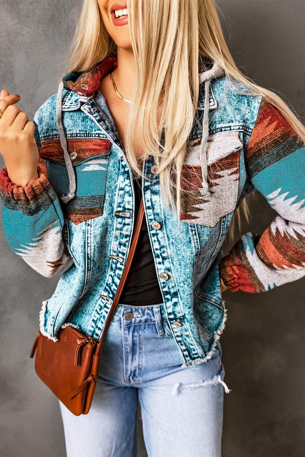 Emily Print Frayed Hem Jacket-3