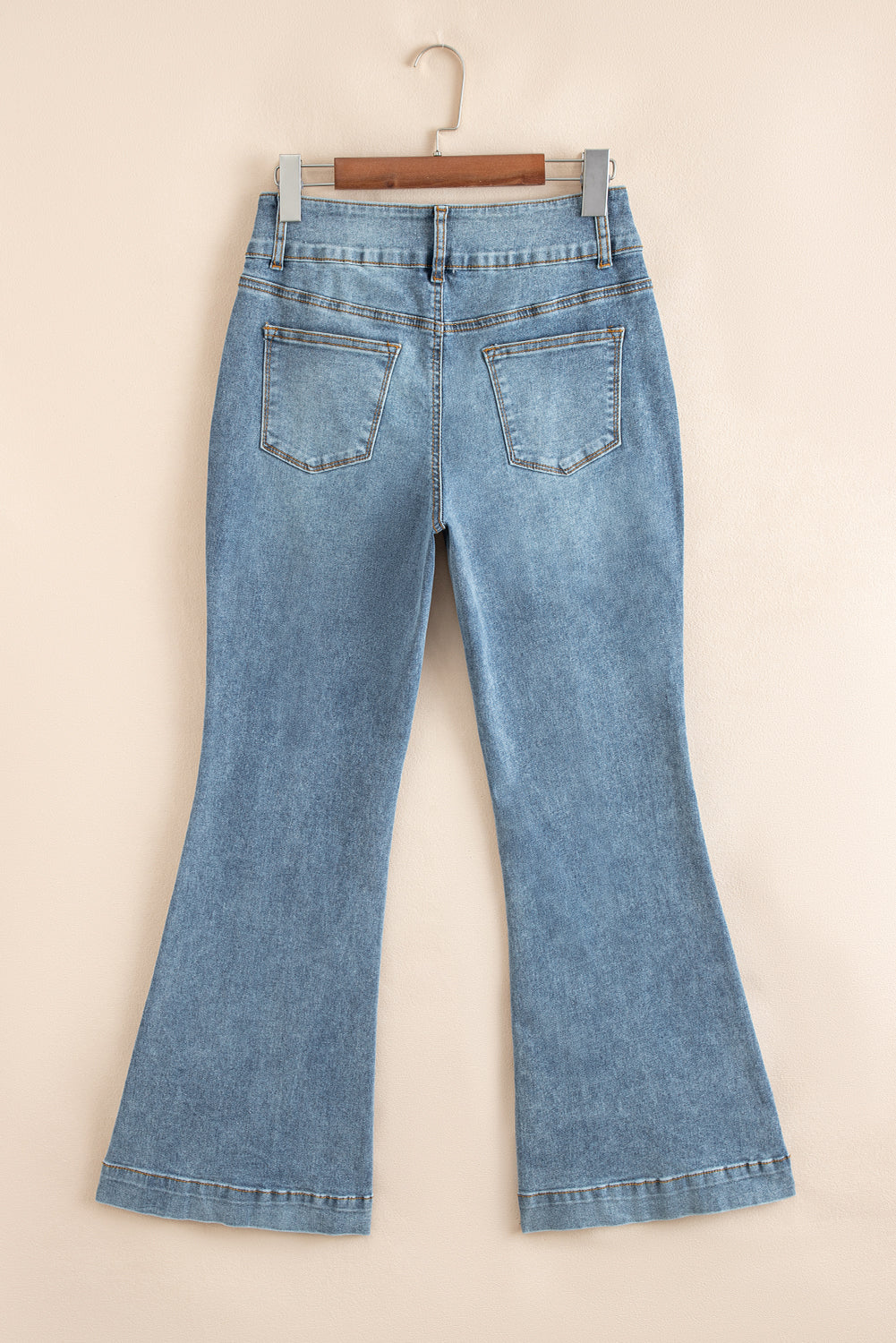 High Waist Piping Trim 2-Button Bootcut Jeans
