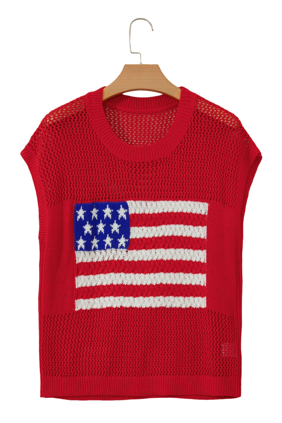 Sky Blue Flag Graphic Short Sleeve Sweater Top