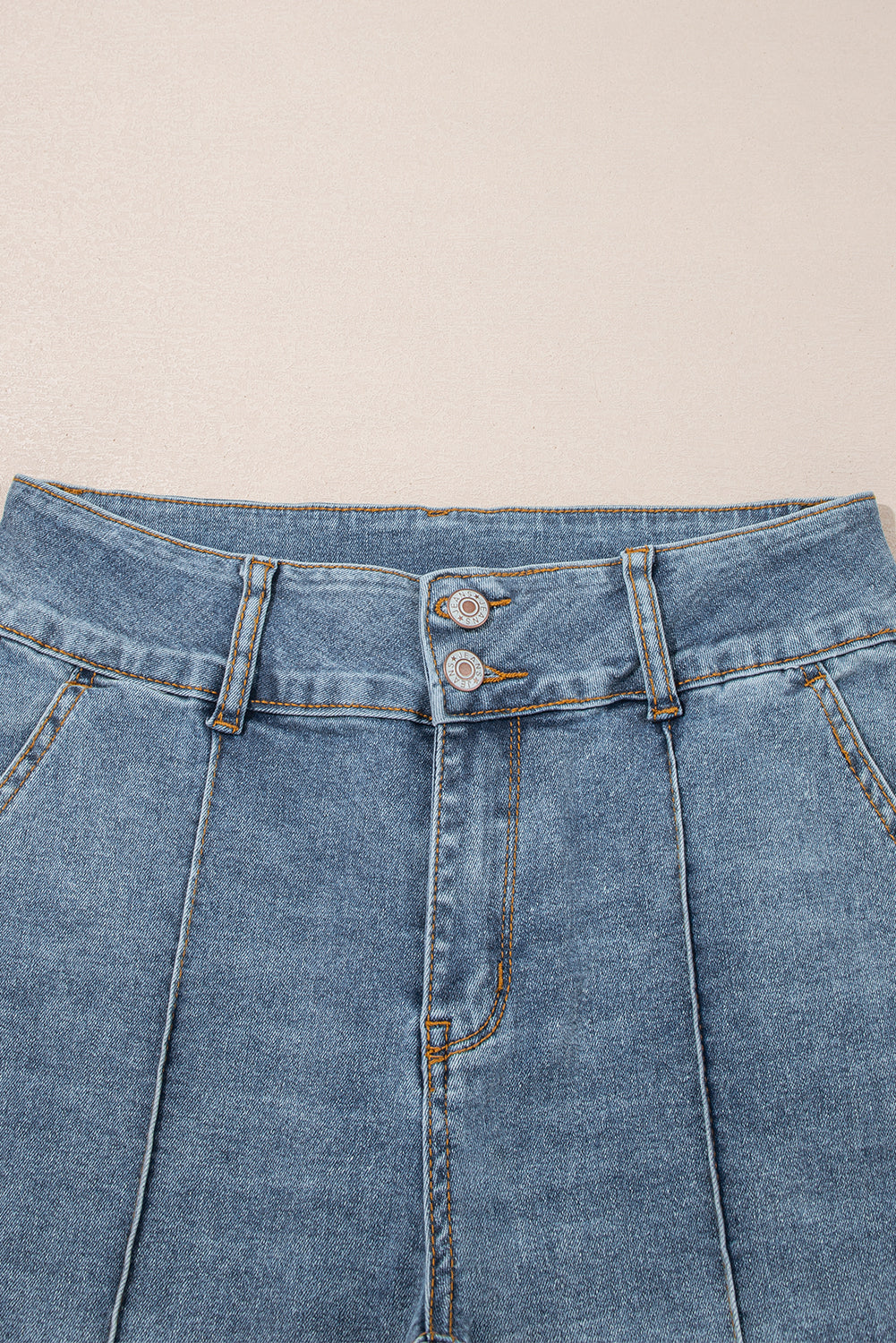 High Waist Piping Trim 2-Button Bootcut Jeans