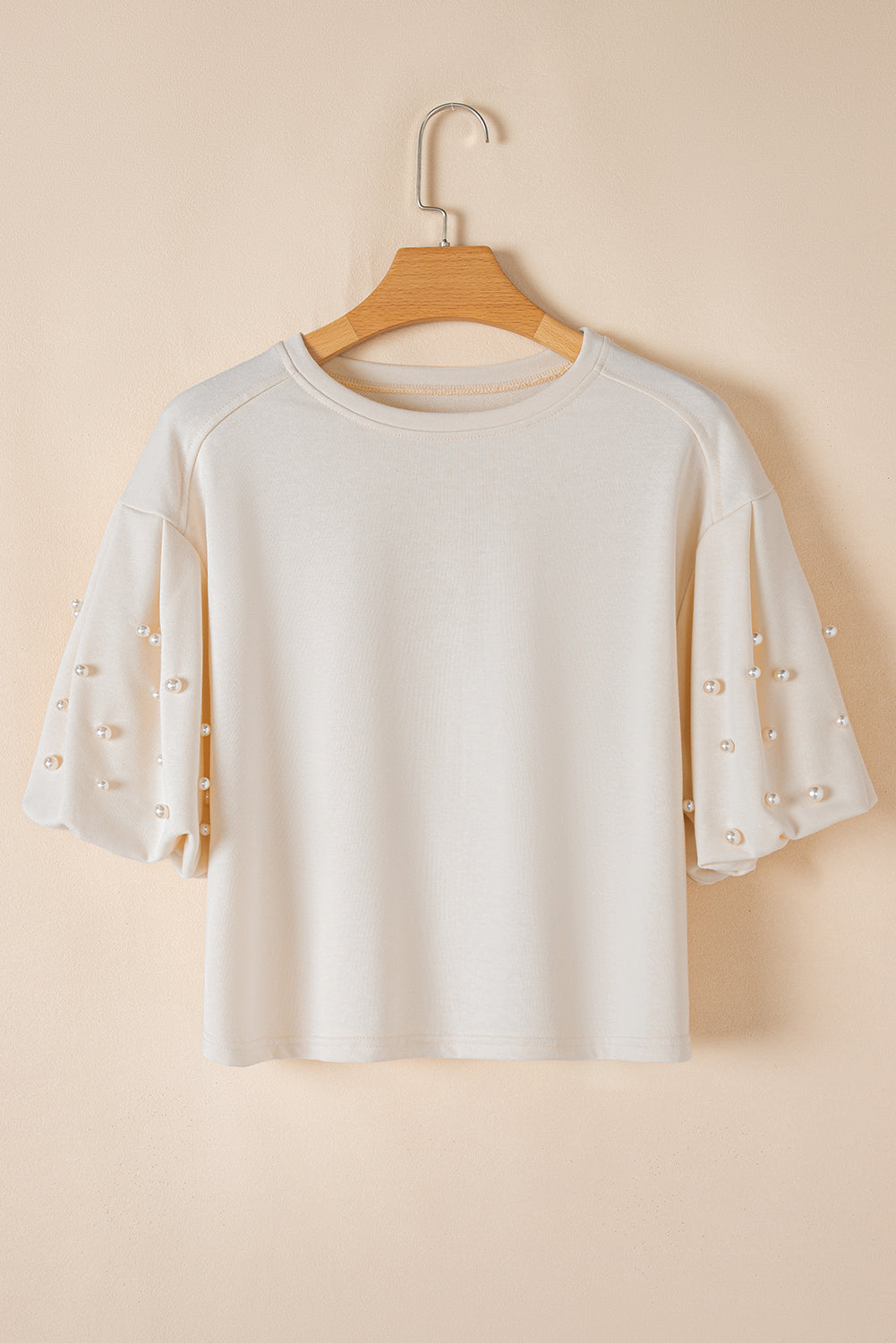Sylvia Pearled Puff Sleeve Loose Top-3