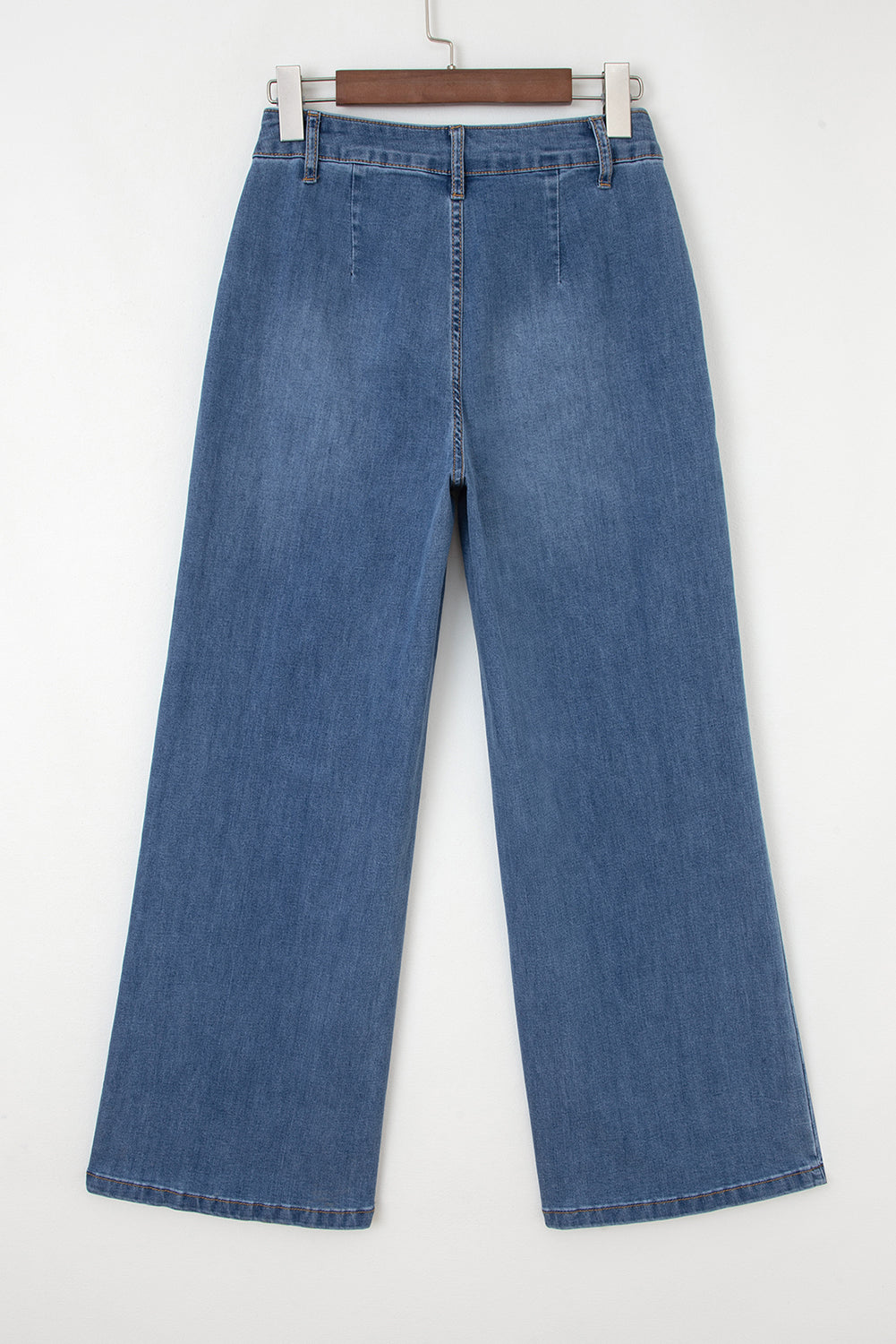 Multi-Button High Waist Wide Leg Jeans with Pockets