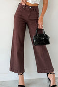 Red Wide Leg Seamed Center Cropped Jeans