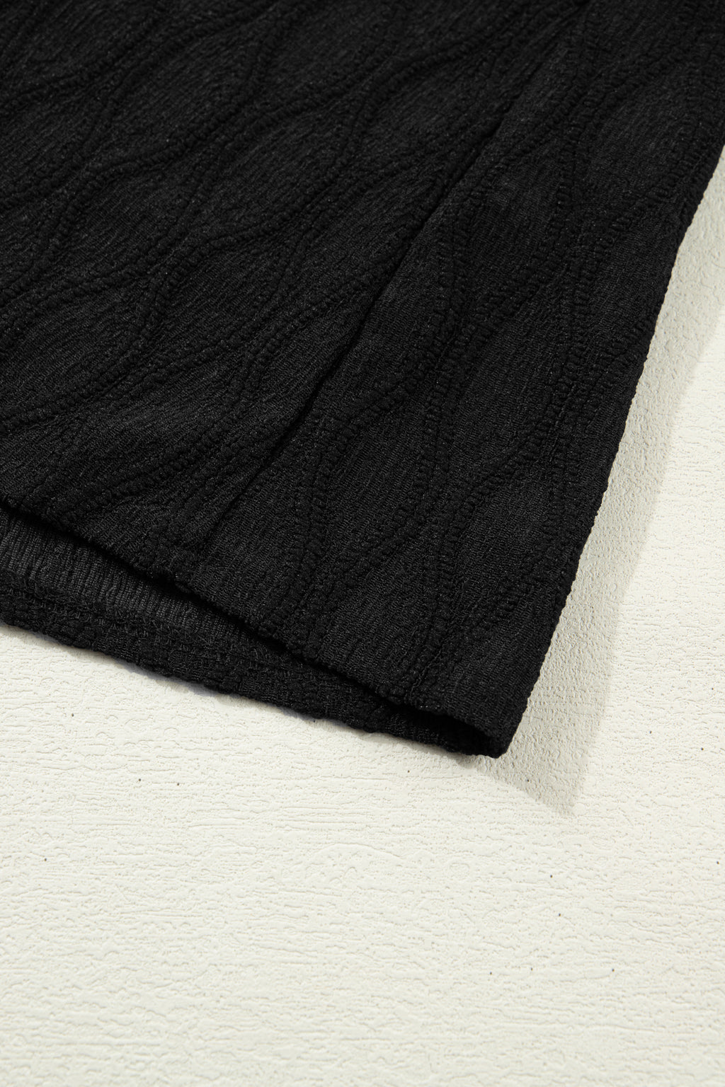 Textured Notched Neck Puff Sleeve Blouse