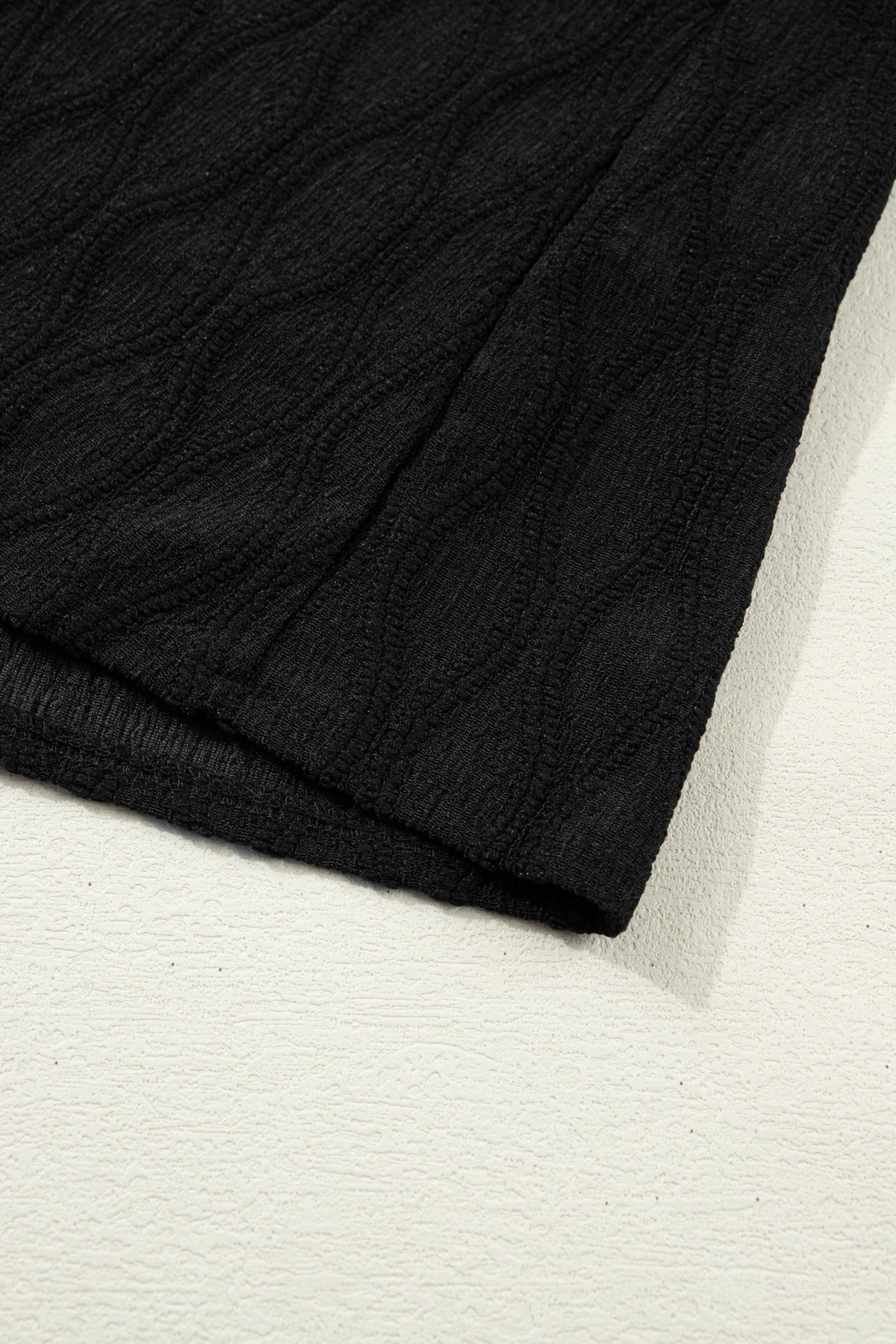 Textured Notched Neck Puff Sleeve Blouse