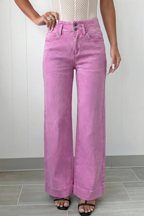 Black 2-Button High Waist Flare Jeans