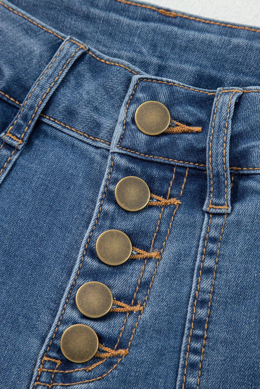 Multi-Button High Waist Wide Leg Jeans with Pockets