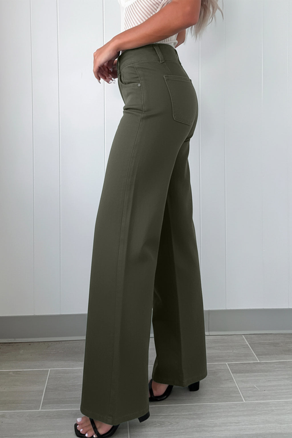 Black 2-Button High Waist Flare Jeans