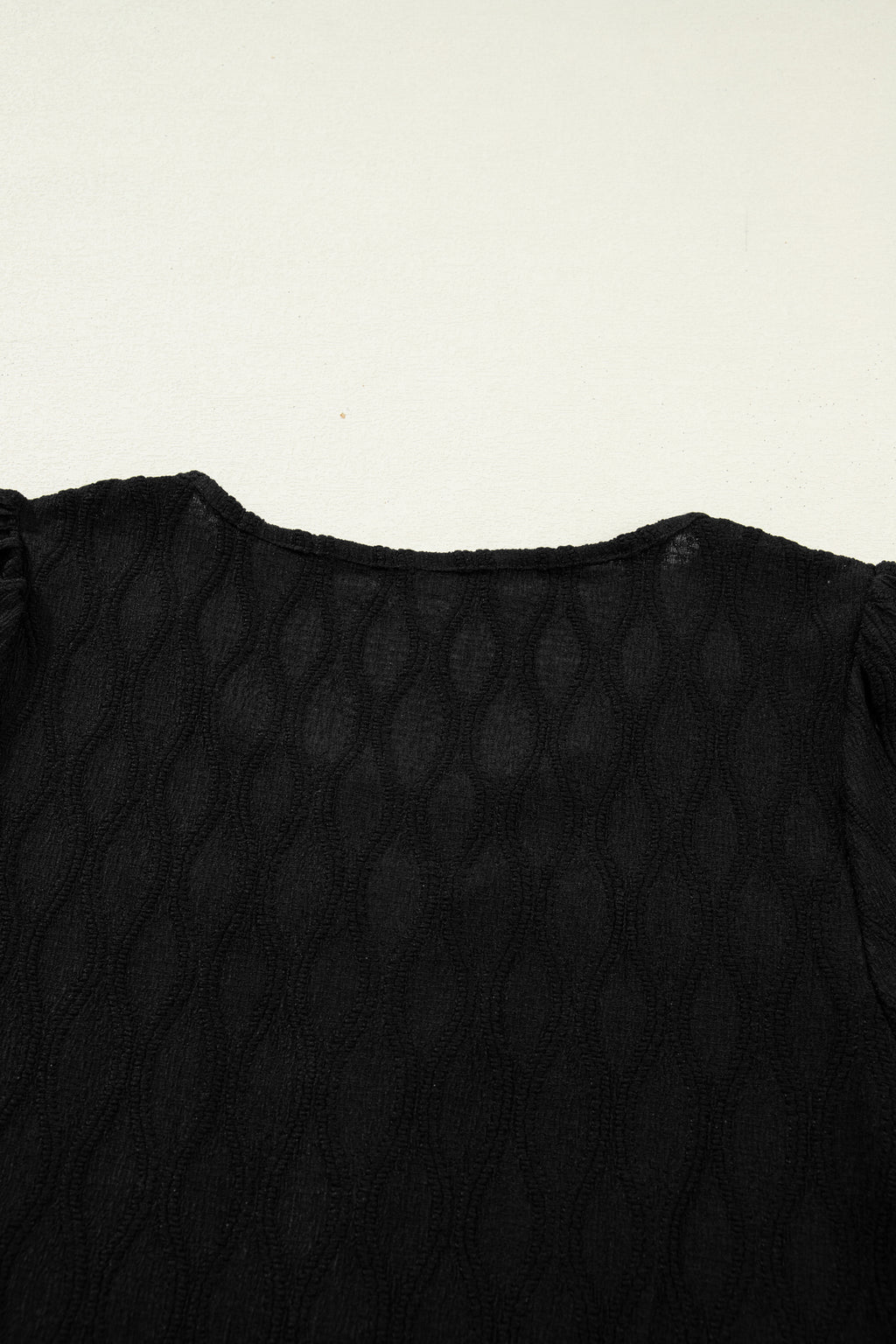 Textured Notched Neck Puff Sleeve Blouse