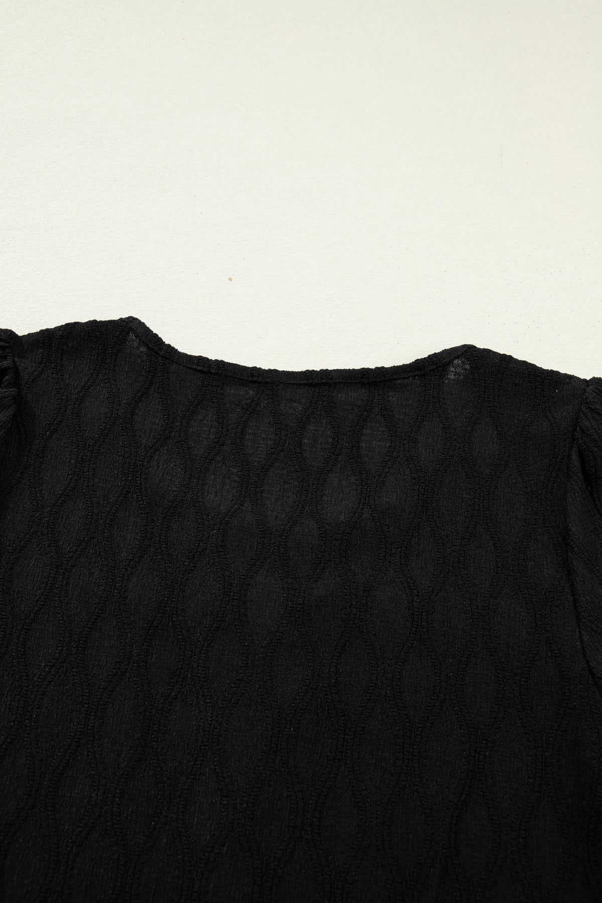 Textured Notched Neck Puff Sleeve Blouse